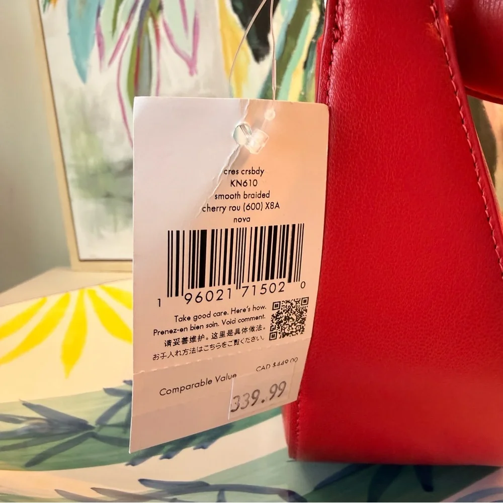 Kate Spade Red heart Nova Braided Handle Small Crescent Shoulder/Crossbody Bag - Picture 7 of 10